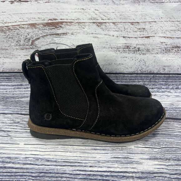 Born Talyn Black Distressed Suede Chelsea Ankle Boots Women’s Size 10 - Picture 1 of 9